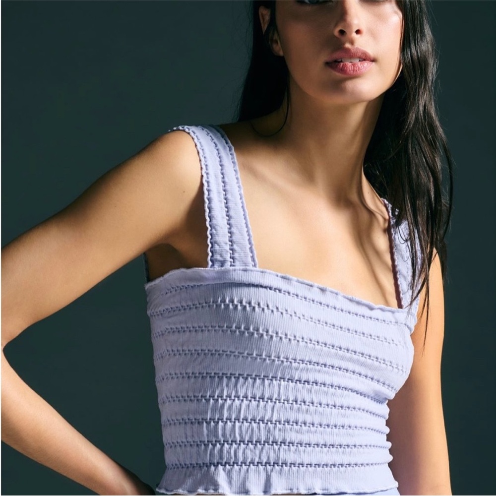 NWT Anthropologie seamless, smocked, square neck tank L/XL